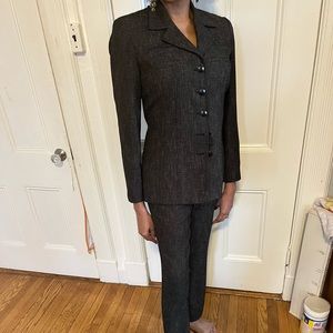 Black tweed pants suit